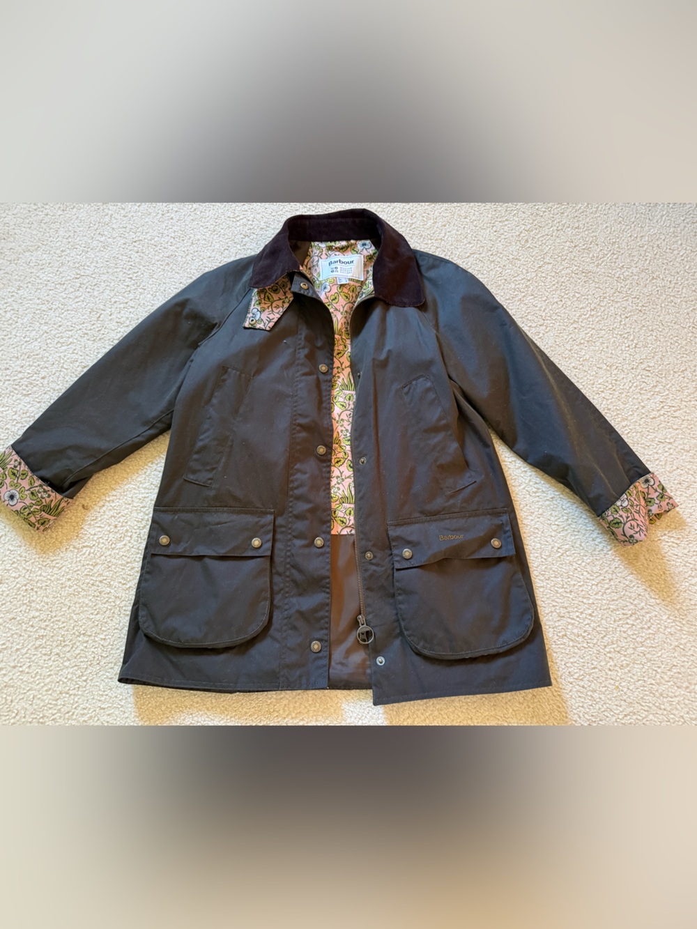 Barbour x William Morris Gallery waxed cotton jacket size 4
